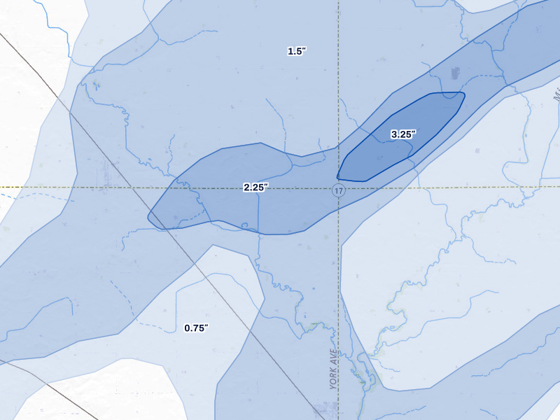 NEXRAD radar-signature map of the hail over Renwick, IA