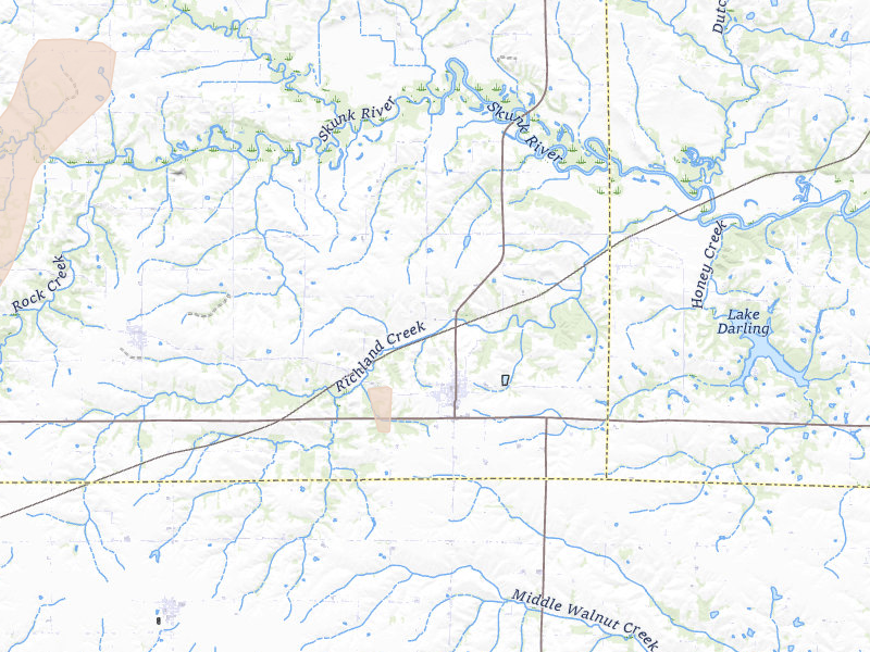 Radar-estimated hail-size map of the storm over Richland, IA on Apr 17, 2026