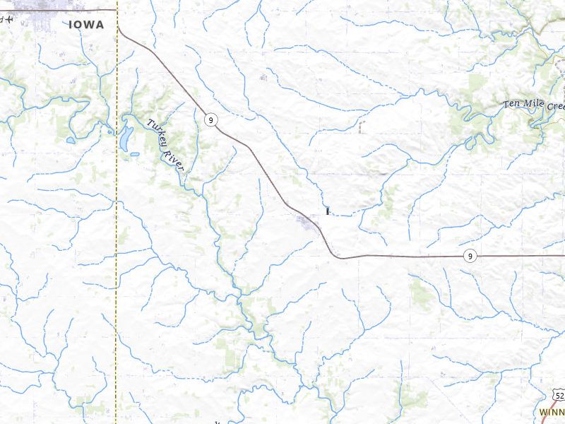 Radar-estimated hail-size map of the storm over Ridgeway, IA on Jul 1, 2026