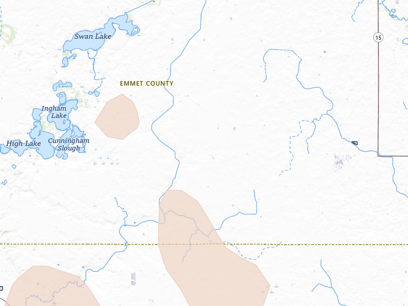 Radar-estimated hail-size map of the storm over Ringsted, IA on May 17, 2026