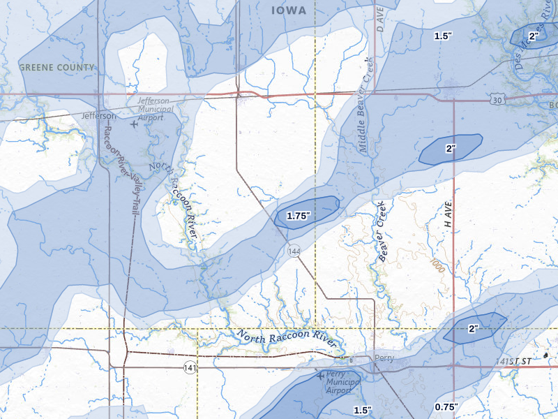 NEXRAD radar-signature map of the hail over Rippey, IA