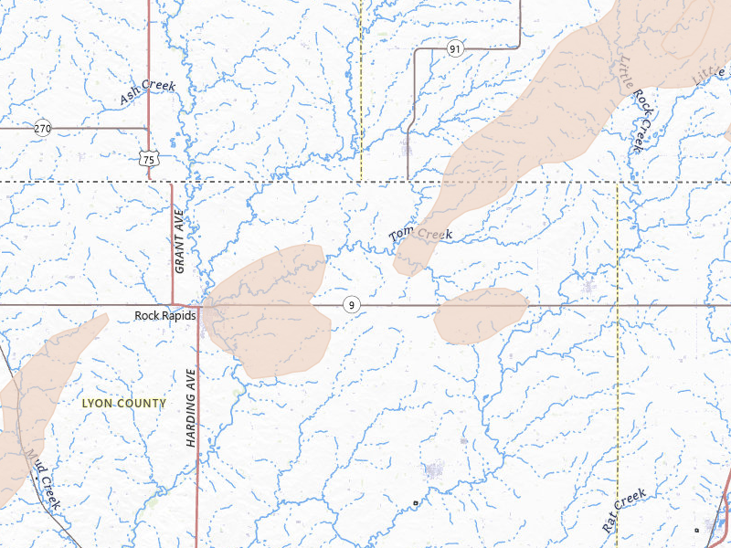 Radar-estimated hail-size map of the storm over Rock Rapids, IA on Sep 1, 2026