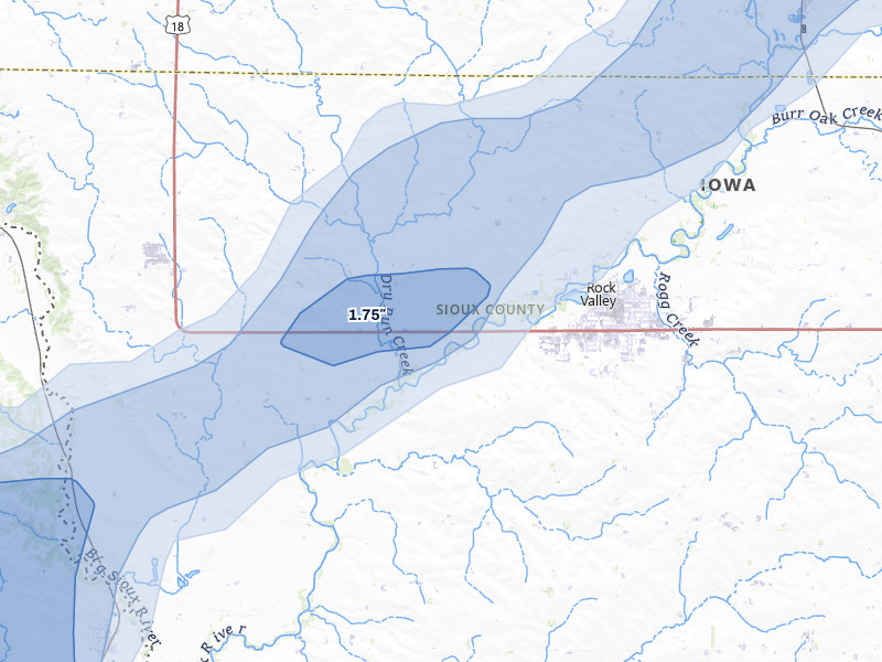 NEXRAD radar-signature map of the hail storm over Rock Valley, IA on May 17, 2026