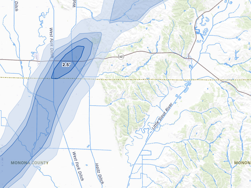 NEXRAD radar-signature map of the hail storm over Rodney, IA on May 18, 2026