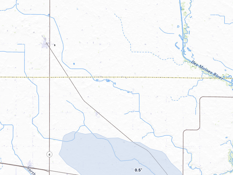 NEXRAD radar-signature map of the hail storm over Rolfe, IA on Apr 22, 2026