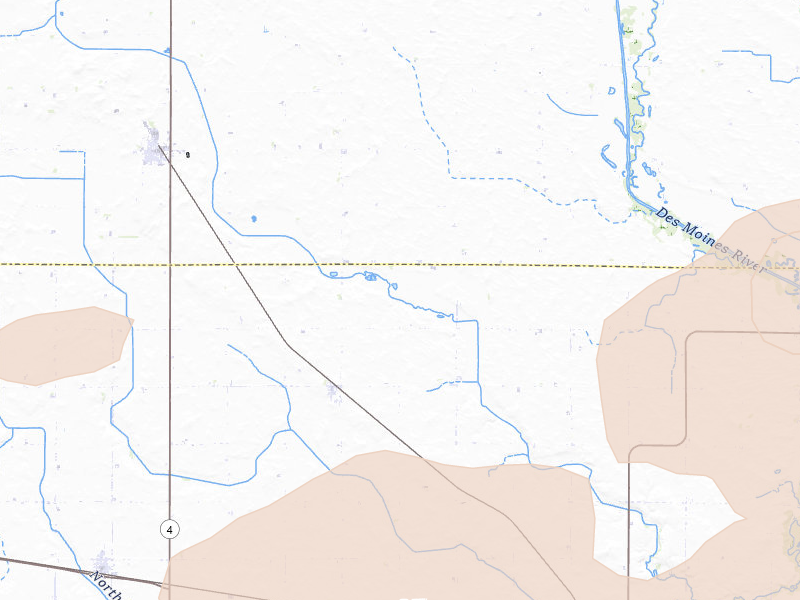 Radar-estimated hail-size map of the storm over Rolfe, IA on May 15, 2026