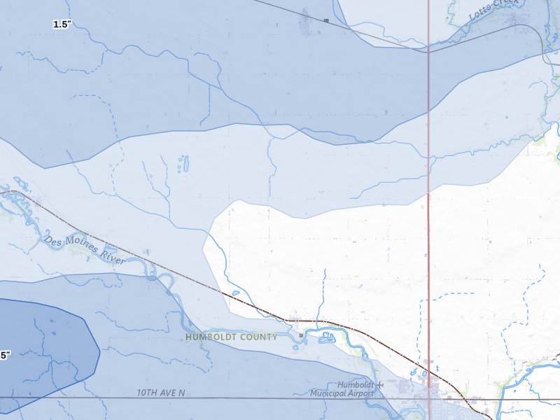 NEXRAD radar-signature map of the hail storm over Rutland, IA on May 15, 2026