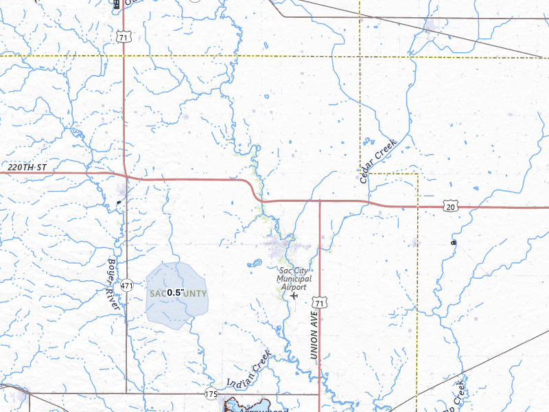 NEXRAD radar-signature map of the hail over Sac City, IA