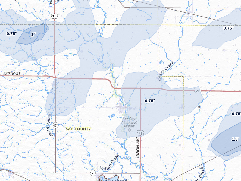 NEXRAD radar-signature map of the hail storm over Sac City, IA on May 17, 2026