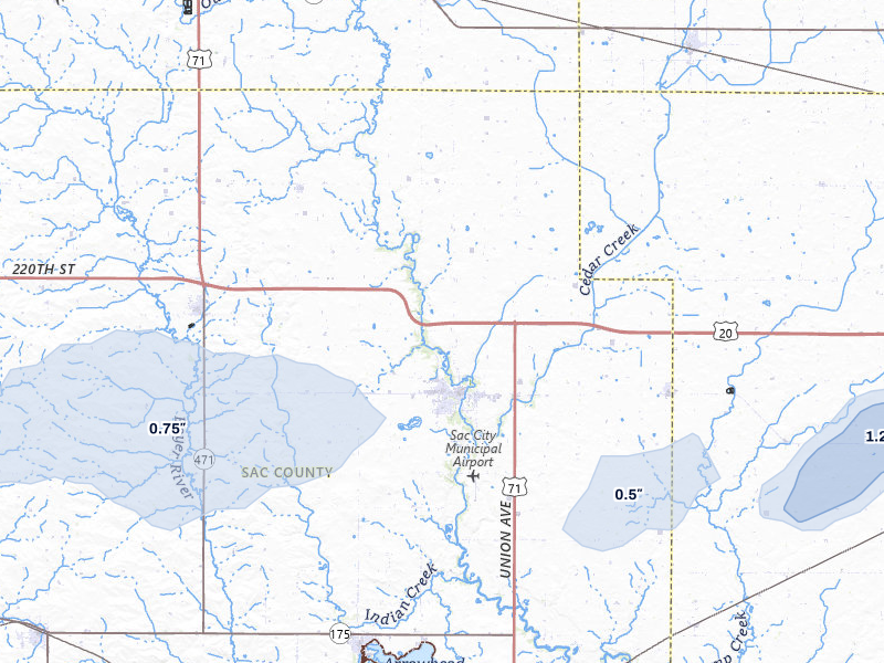 NEXRAD radar-signature map of the hail over Sac City, IA