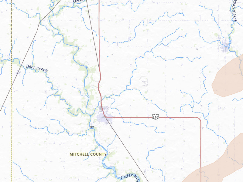 Radar-estimated hail-size map of the storm over Saint Ansgar, IA on Apr 17, 2026