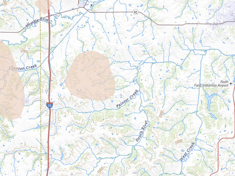 Radar-estimated hail-size map of the storm over Saint Charles, IA on Jul 27, 2026