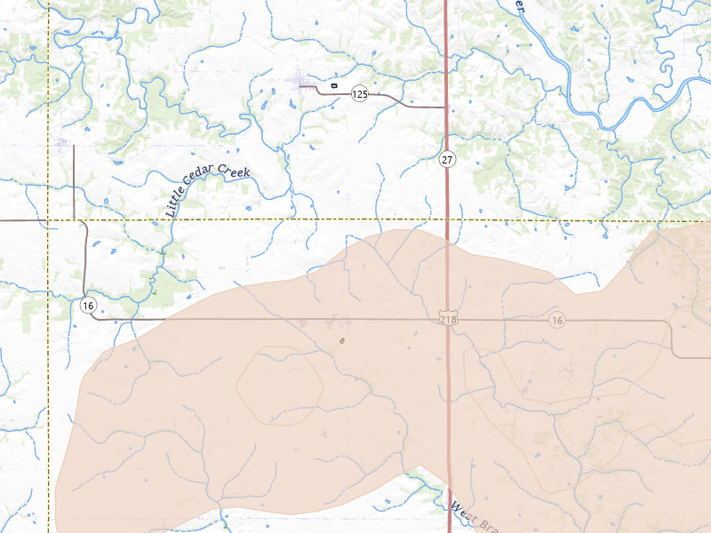 Radar-estimated hail-size map of the storm over Salem, IA on Jun 11, 2026