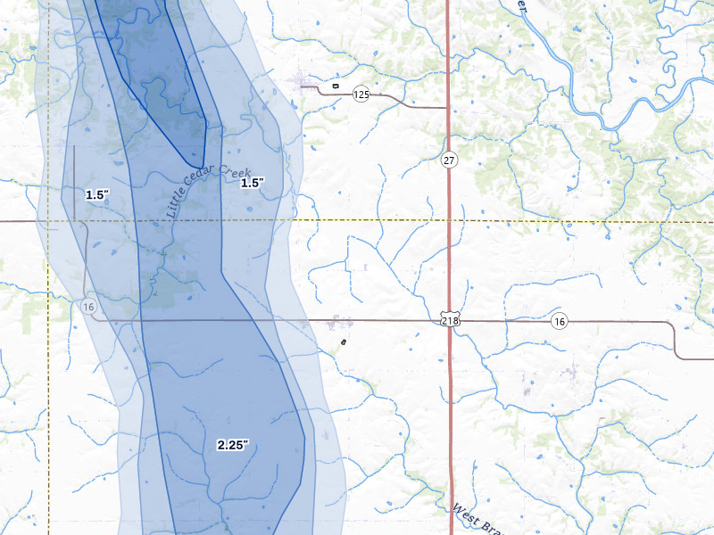 NEXRAD radar-signature map of the hail storm over Salem, IA on Aug 7, 2026