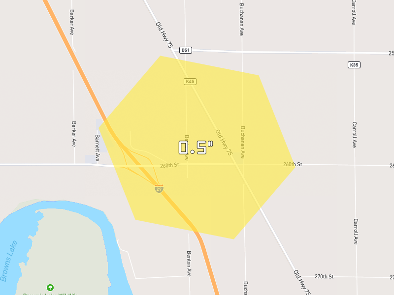 Hail map of Salix, IA on Jun 30, 2026, hail up to 0.5"