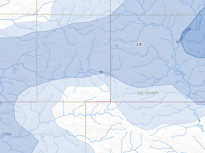 NEXRAD radar-signature map of the hail storm over Schaller, IA on May 15, 2026