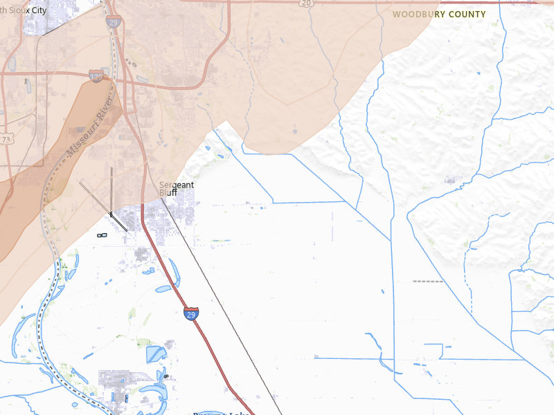 Radar-estimated hail-size map of the storm over Sergeant Bluff, IA on Jun 29, 2026