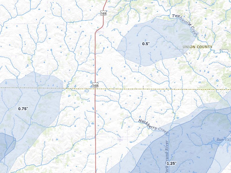 NEXRAD radar-signature map of the hail over Shannon City, IA