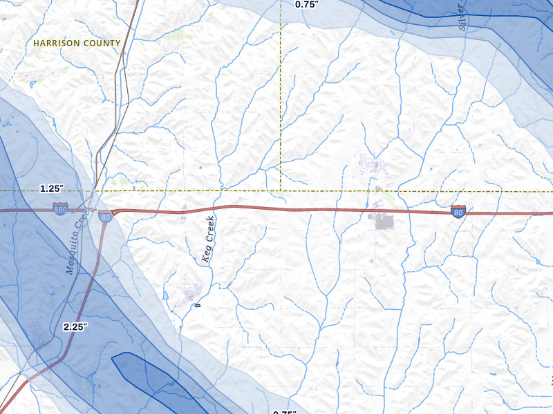 NEXRAD radar-signature map of the hail storm over Shelby, IA on May 31, 2026