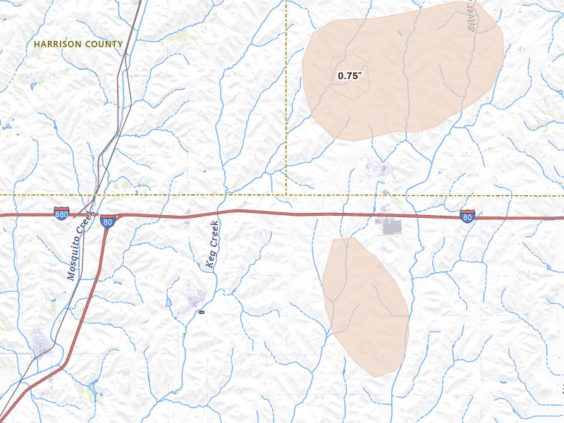 Radar-estimated hail-size map of the storm over Shelby, IA