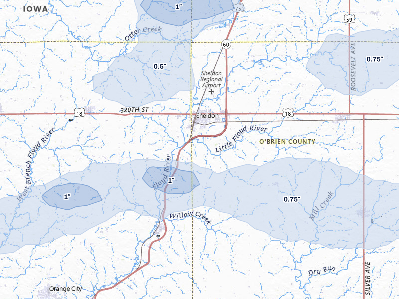 NEXRAD radar-signature map of the hail storm over Sheldon, IA on May 31, 2026