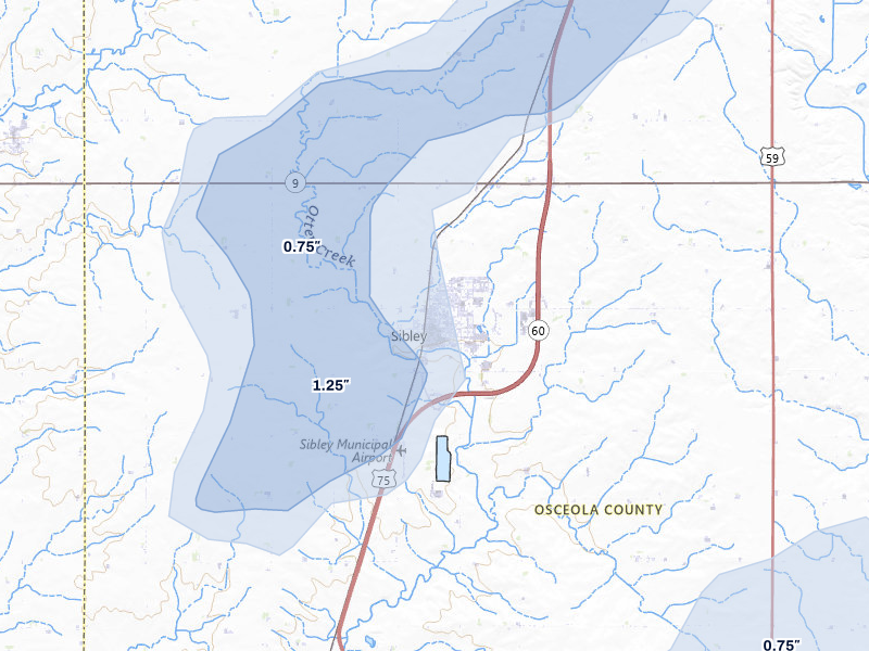 NEXRAD radar-signature map of the hail storm over Sibley, IA on May 17, 2026