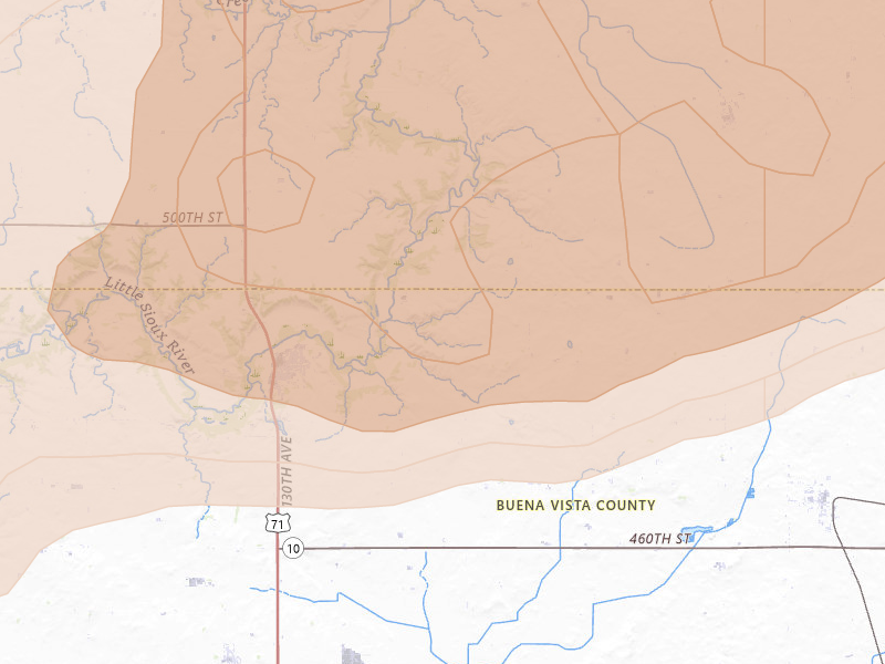 Radar-estimated hail-size map of the storm over Sioux Rapids, IA on Apr 13, 2026