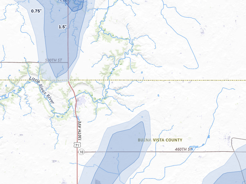 NEXRAD radar-signature map of the hail storm over Sioux Rapids, IA on May 17, 2026