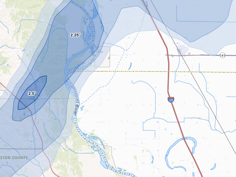 NEXRAD radar-signature map of the hail storm over Sloan, IA on Jul 1, 2026