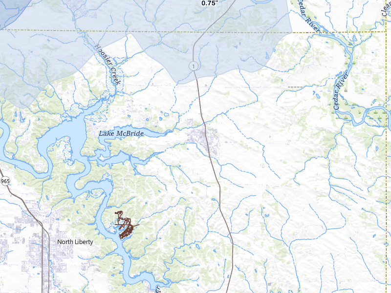 NEXRAD radar-signature map of the hail over Solon, IA