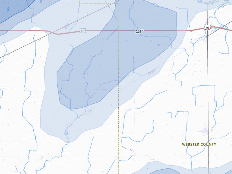 NEXRAD radar-signature map of the hail over Somers, IA