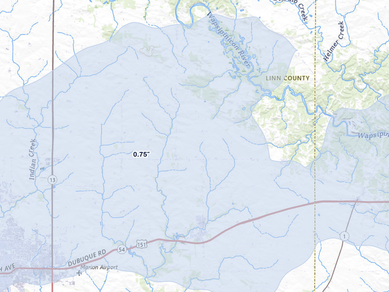 NEXRAD radar-signature map of the hail storm over Springville, IA on Mar 30, 2026