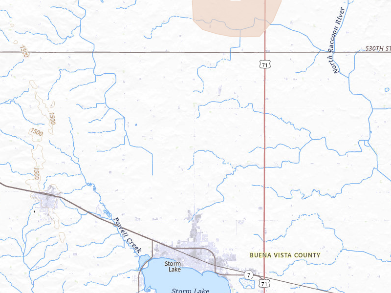 Radar-estimated hail-size map of the storm over Storm Lake, IA on May 17, 2026