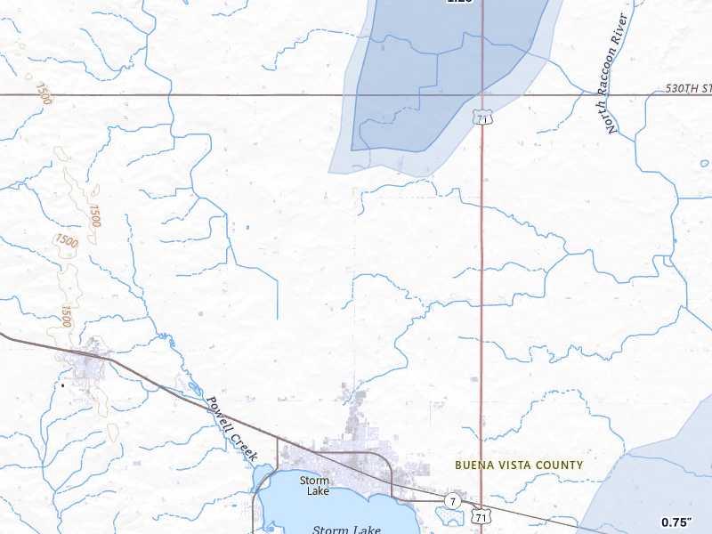 NEXRAD radar-signature map of the hail storm over Storm Lake, IA on May 17, 2026