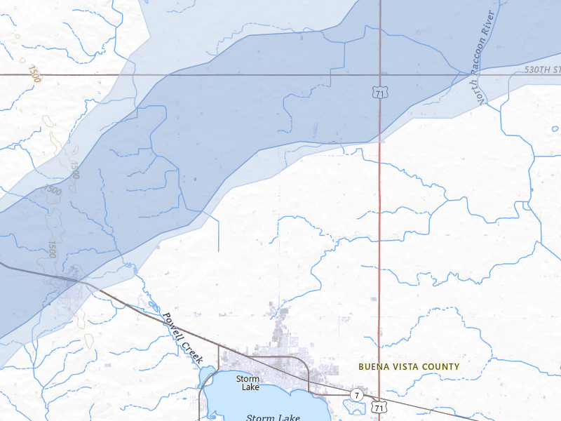 NEXRAD radar-signature map of the hail storm over Storm Lake, IA on Jun 27, 2026