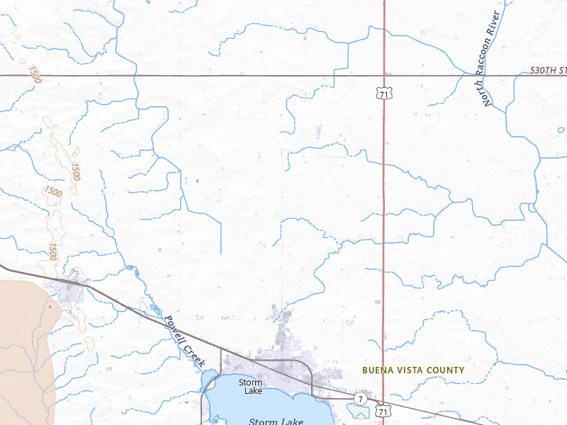 Radar-estimated hail-size map of the storm over Storm Lake, IA on Jul 8, 2026