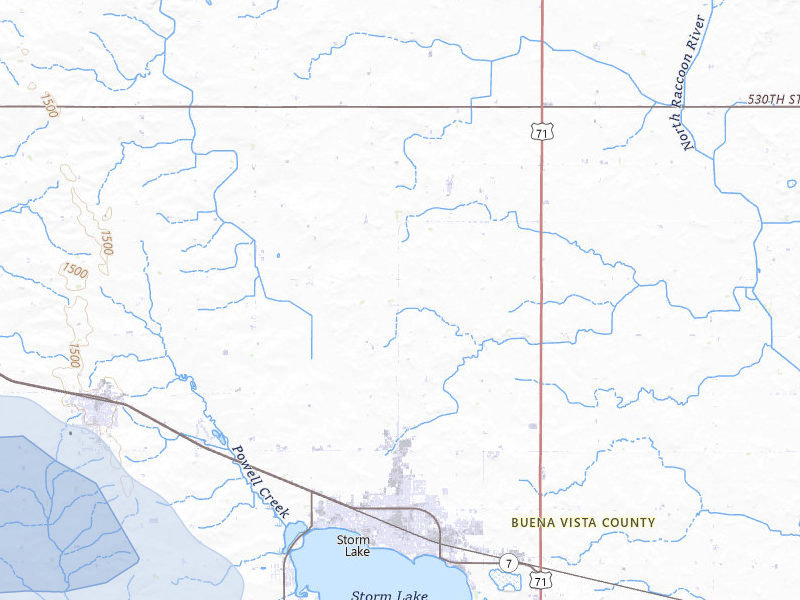 NEXRAD radar-signature map of the hail storm over Storm Lake, IA on Jul 8, 2026