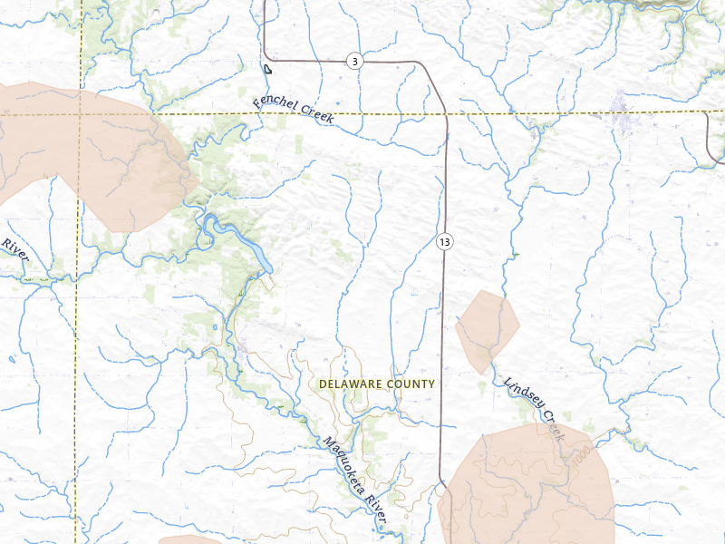 Radar-estimated hail-size map of the storm over Strawberry Point, IA on Aug 11, 2026