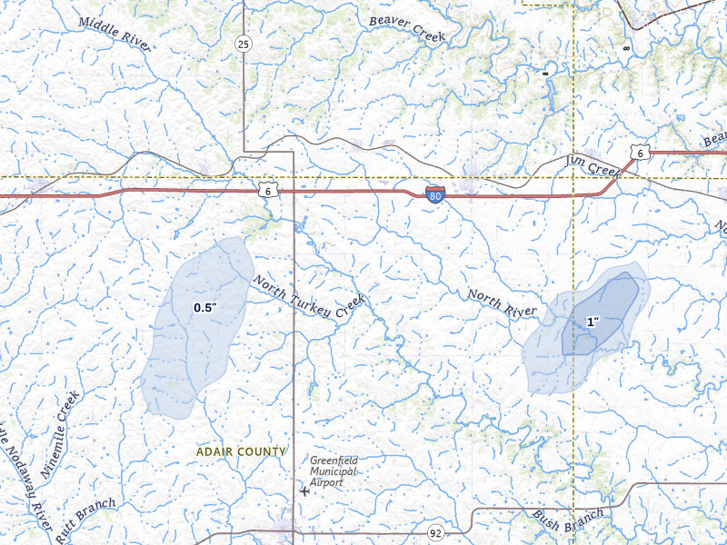 NEXRAD radar-signature map of the hail storm over Stuart, IA on Mar 6, 2026