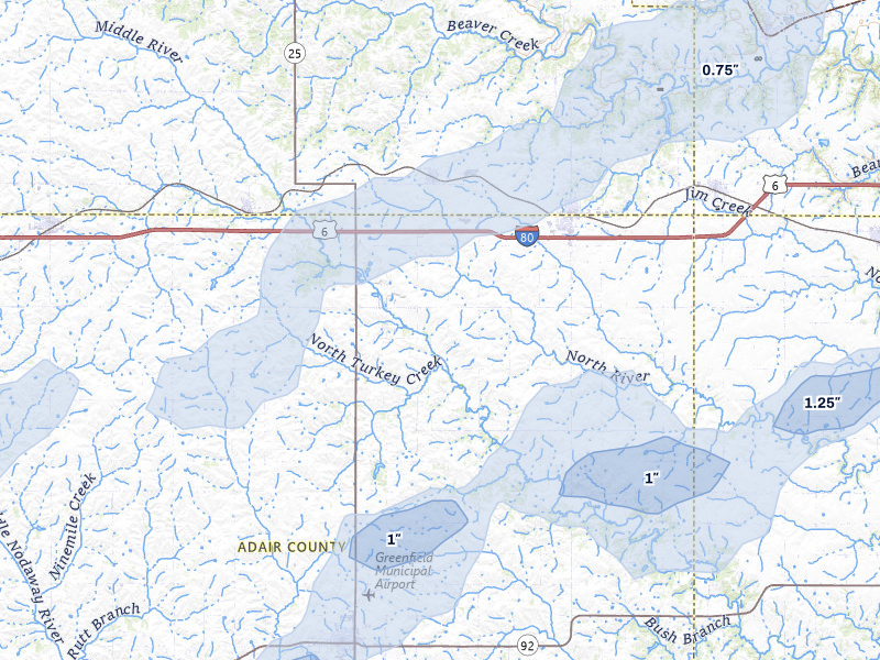 NEXRAD radar-signature map of the hail storm over Stuart, IA on May 18, 2026