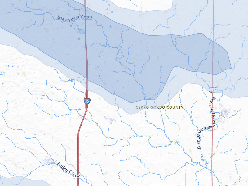 NEXRAD radar-signature map of the hail storm over Swaledale, IA on Jul 8, 2026