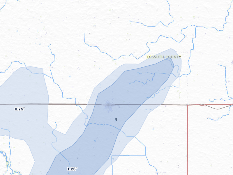 NEXRAD radar-signature map of the hail storm over Swea City, IA on May 18, 2026