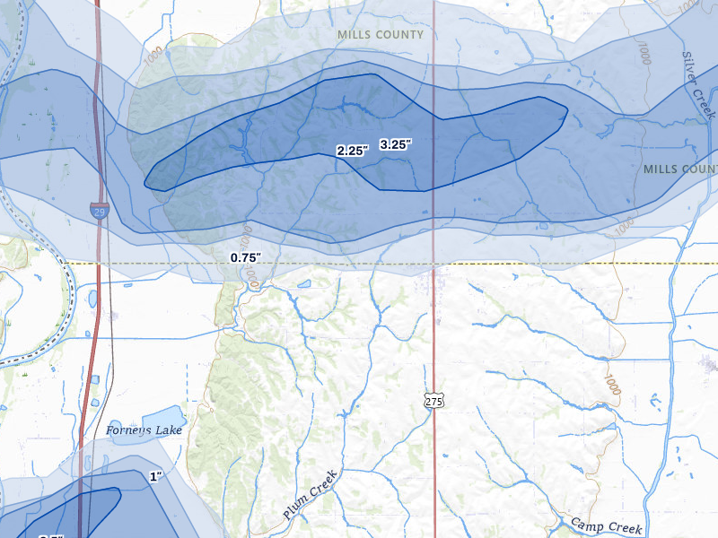 NEXRAD radar-signature map of the hail storm over Tabor, IA on May 15, 2026