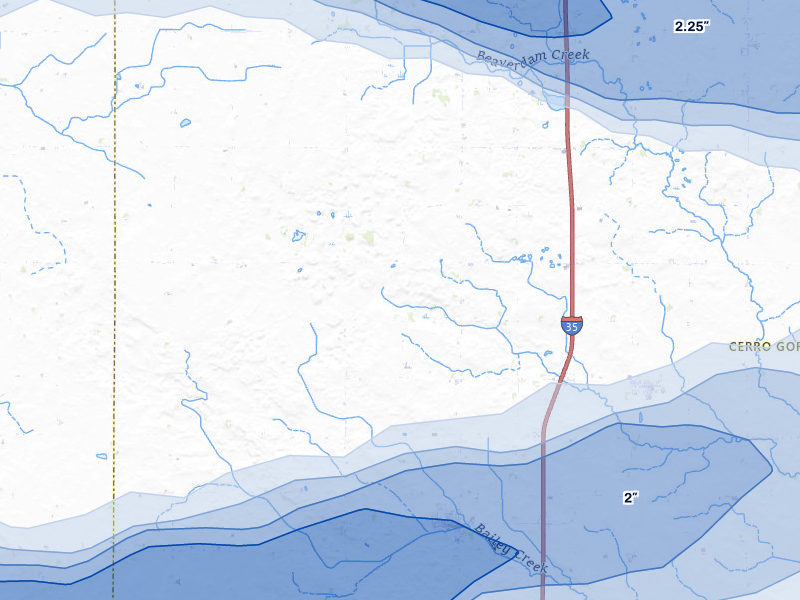 NEXRAD radar-signature map of the hail storm over Thornton, IA on May 15, 2026