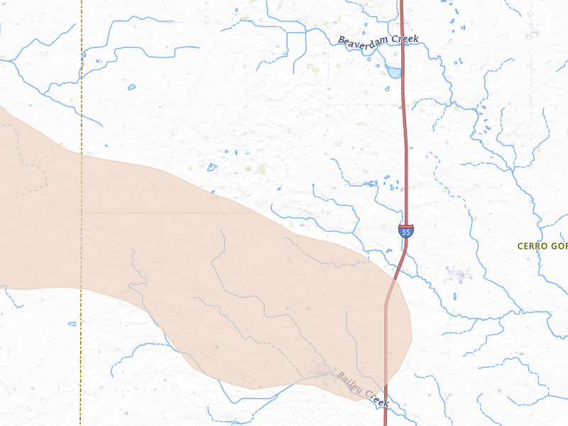 Radar-estimated hail-size map of the storm over Thornton, IA