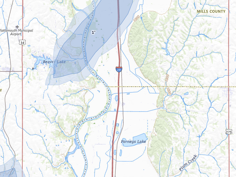NEXRAD radar-signature map of the hail over Thurman, IA