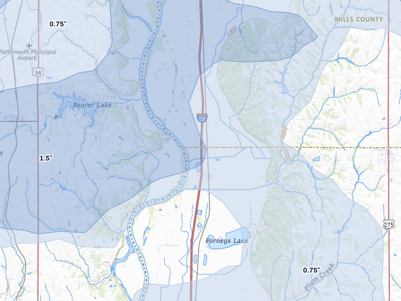 NEXRAD radar-signature map of the hail storm over Thurman, IA on May 17, 2026