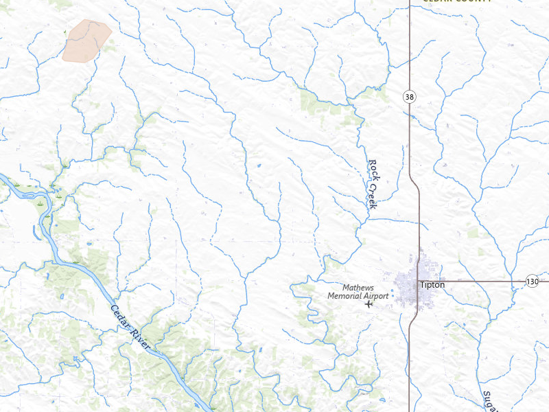 Radar-estimated hail-size map of the storm over Tipton, IA on Mar 10, 2026