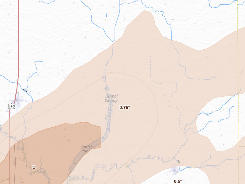 Radar-estimated hail-size map of the storm over Titonka, IA