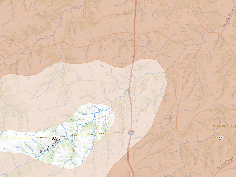 Radar-estimated hail-size map of the storm over Truro, IA on Jun 11, 2026